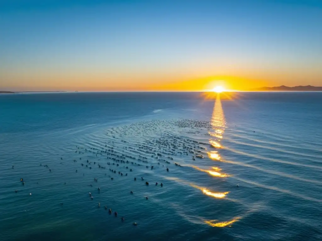 Alba en Uruguay, dorados, corvinas y pejerreyes brillan bajo la luz matutina mientras un pescador solitario disfruta de la pesca recreativa en Uruguay