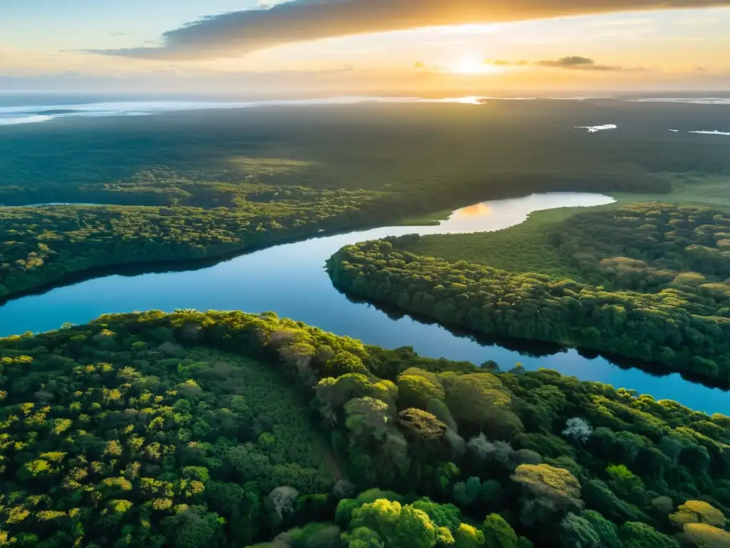 Un amanecer deslumbrante en Parque Nacional Santa Teresa Uruguay, destacando su selva vibrante y su fauna nativa