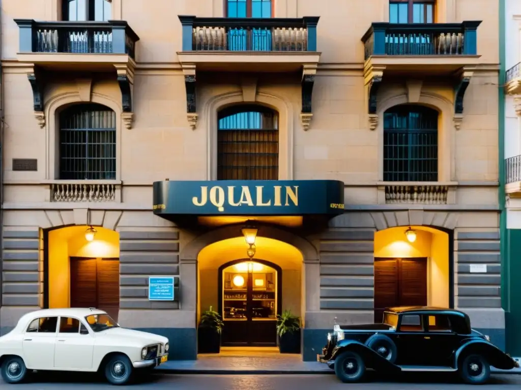 Antiguo edificio de piedra del 'Museo Joaquín Torres García' en Montevideo, bajo el dorado atardecer, un epicentro de cultura y emoción