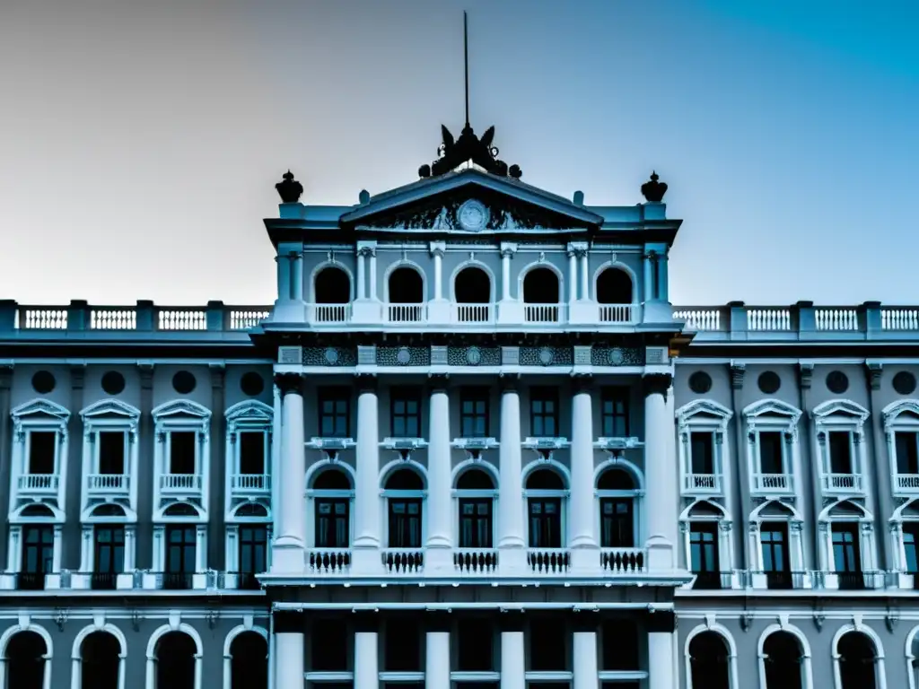 Arquitectura histórica en Uruguay: el imponente Palacio Salvo y Teatro Solís, testigos del esplendor del siglo XIX, bajo un cielo dramático