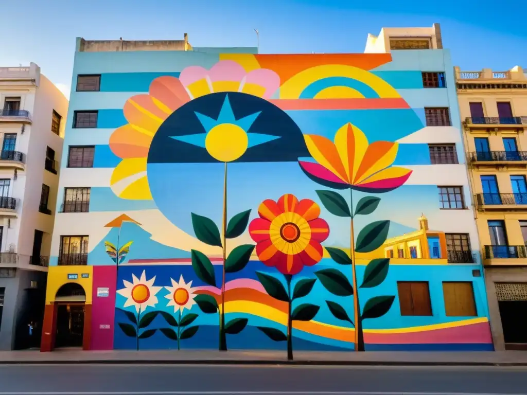 Arte urbano en Uruguay guía: mural vibrante y expansivo en el corazón de Montevideo, mezclando tradición y modernidad