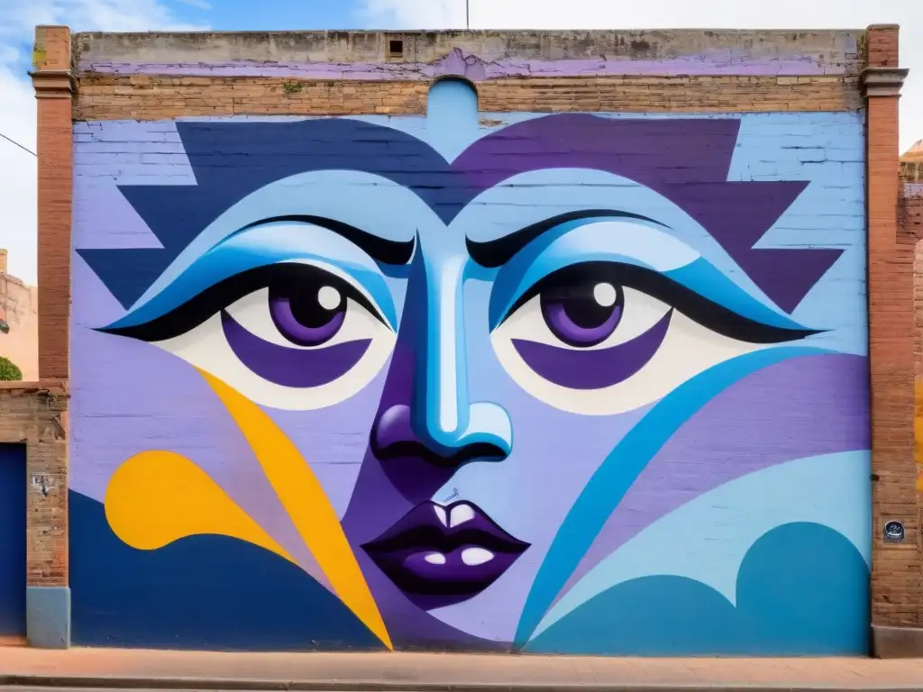 Artistas contemporáneos Uruguay, llenos de orgullo, frente a un mural vibrante en Montevideo, plasmando la esencia del arte uruguayo moderno