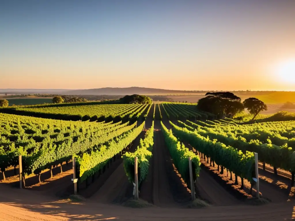 Atardecer en bodegas icónicas Uruguay, viaje entre viñedos, carreta de uvas y trabajadores en plena labor vitivinícola