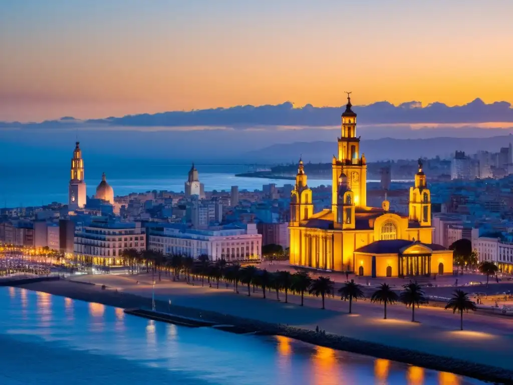 Atardecer en Montevideo, capturando la cultura y belleza de Uruguay con su mezcla arquitectónica y vibrante Rambla