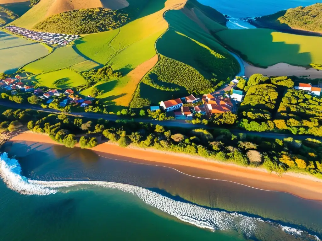 Atardecer dorado ilumina actividades de turismo comunitario en Uruguay, uniendo viajeros y locales en una vibrante comunidad costera