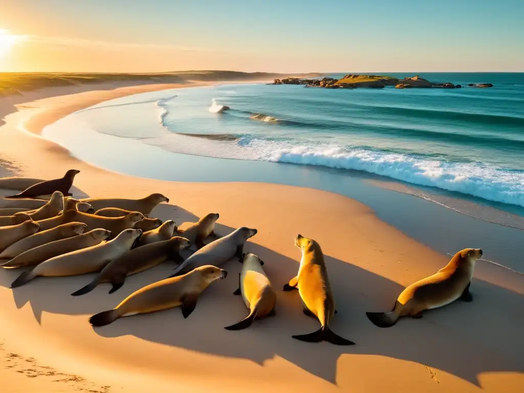 Atardecer dorado en Cabo Polonio, Uruguay, realza la belleza natural de su playa virgen y fauna marina