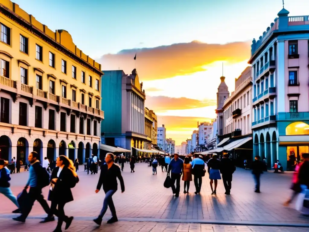 Atardecer dorado en Montevideo, donde la tradición y cultura del mate en Uruguay se manifiesta en cada rincón