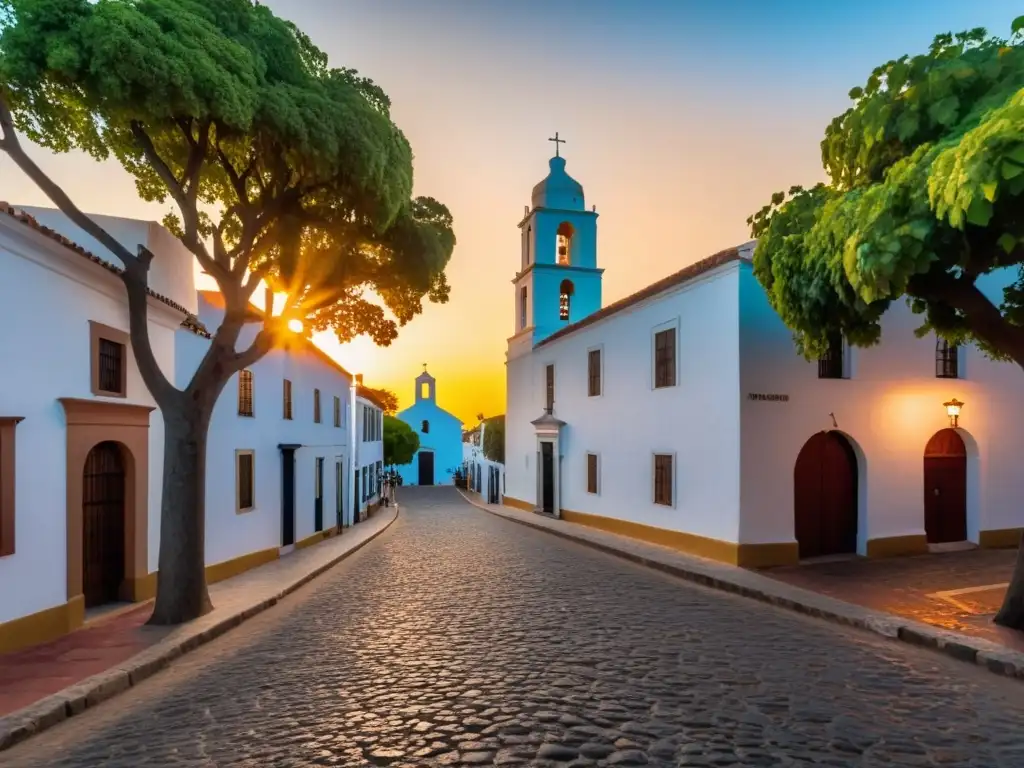 Atardecer inmersivo en el Patrimonio arquitectónico de Colonia del Sacramento, cobijado por la calidez del sol y el Río de la Plata