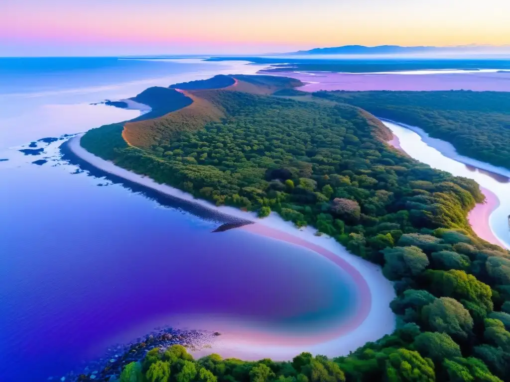 Atardecer mágico en las Islas del Uruguay en el Río de la Plata, mezclando colores suaves con la cultura local