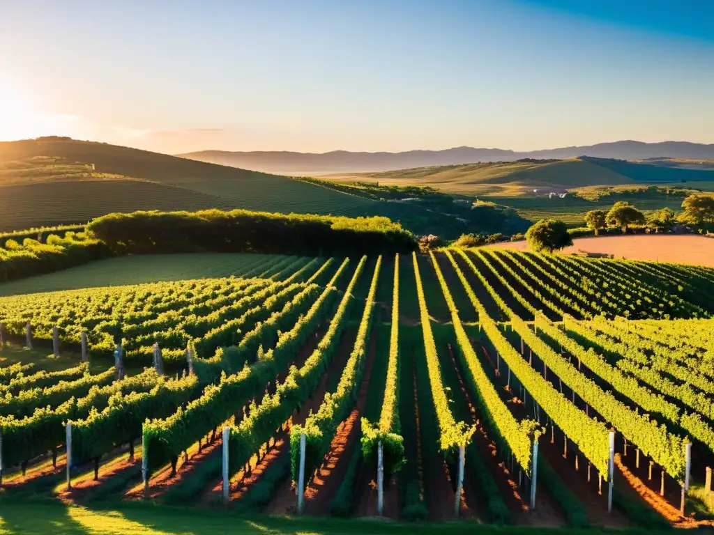 Atardecer en la Ruta vinícola en Uruguay, arte y dedicación en cada vid, con el encanto de las bodegas y la majestuosidad de los Andes