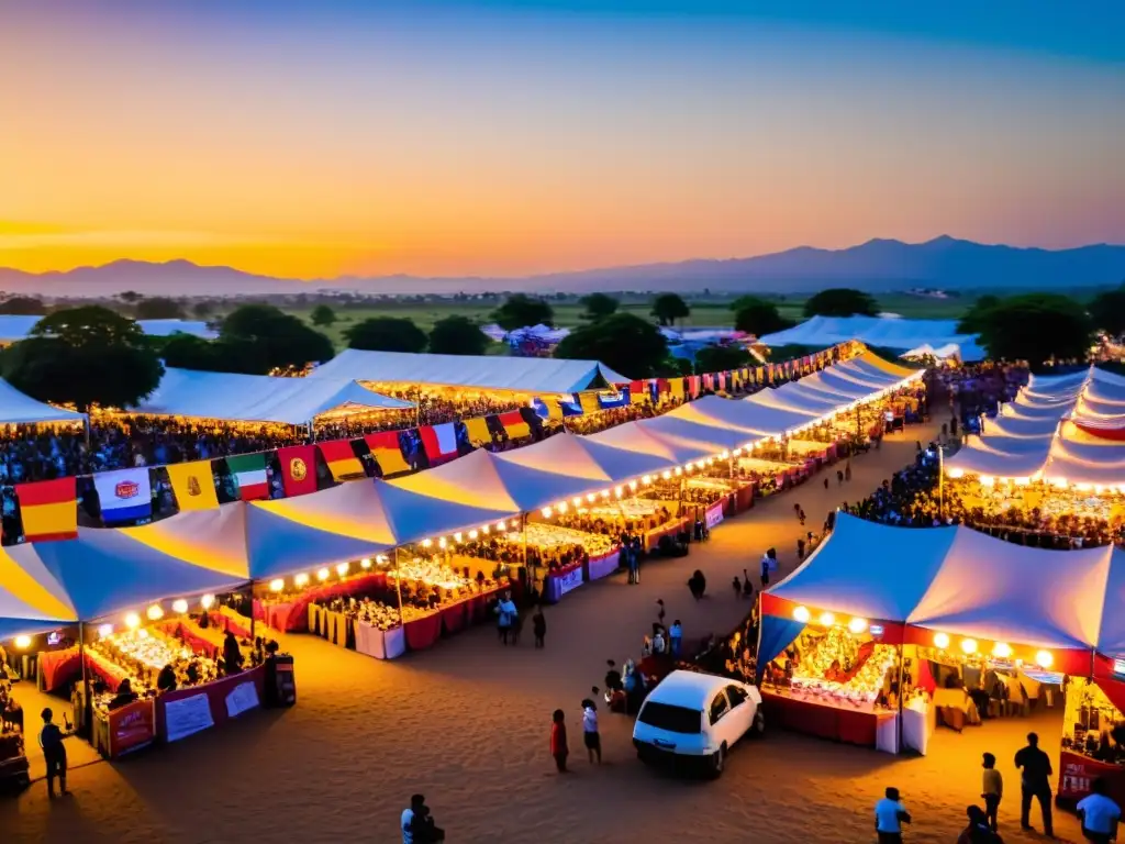 Atardecer vibrante en el Festival de la Cerveza en Paysandú, reflejando camaradería, pasión por la cerveza artesanal y la alegría compartida