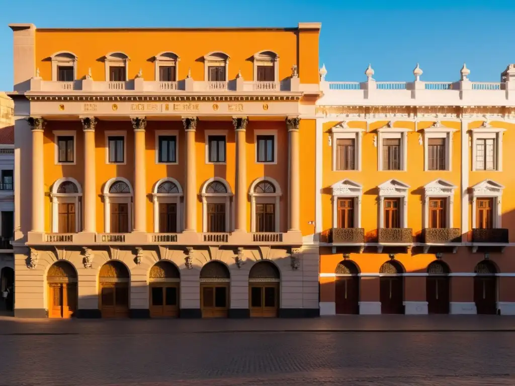 Atracciones culturales de Uruguay bajo costo: vista panorámica del casco histórico de Montevideo en el crepúsculo