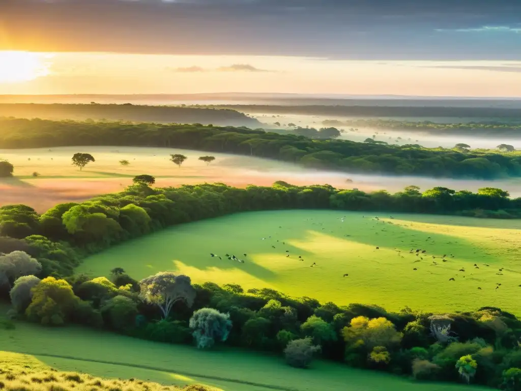 Observación de aves exóticas en Uruguay al amanecer, con un observador sumergido en la belleza dorada de los ecosistemas diversos