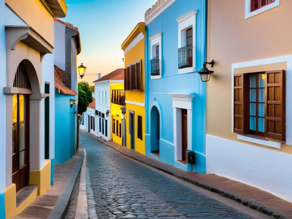 Belleza y cultura en un viaje fascinante por las encantadoras calles de Colonia del Sacramento, Uruguay, bañadas por el cálido sol del atardecer