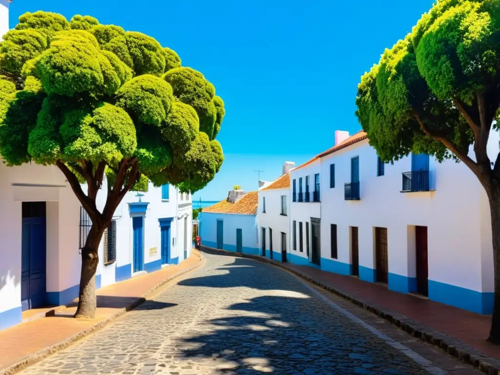 Belleza cultural de Uruguay: paisajes históricos de Colonia del Sacramento brillan bajo un cielo azul vivaz, irradiando encanto