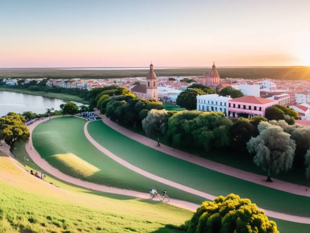 La belleza natural de Salto, Uruguay, se revela en un atardecer panorámico lleno de color y vida en la ciudad