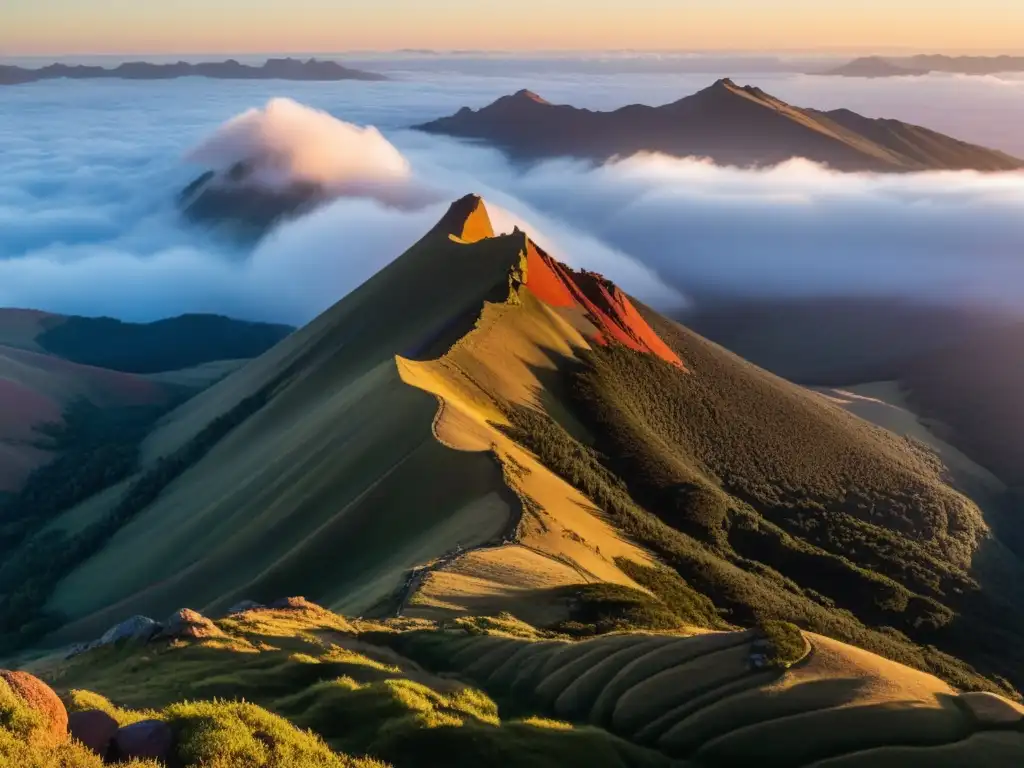 Fotografiando el Cerro Catedral en Uruguay al amanecer, un solitario fotógrafo captura la majestuosidad del paisaje dorado