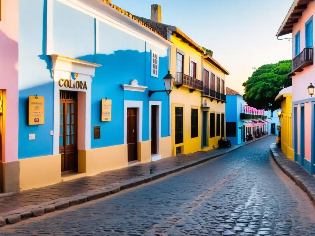 Comida local accesible en Uruguay, disfrutada en un restaurante vibrante de Colonia del Sacramento durante la dorada hora del atardecer