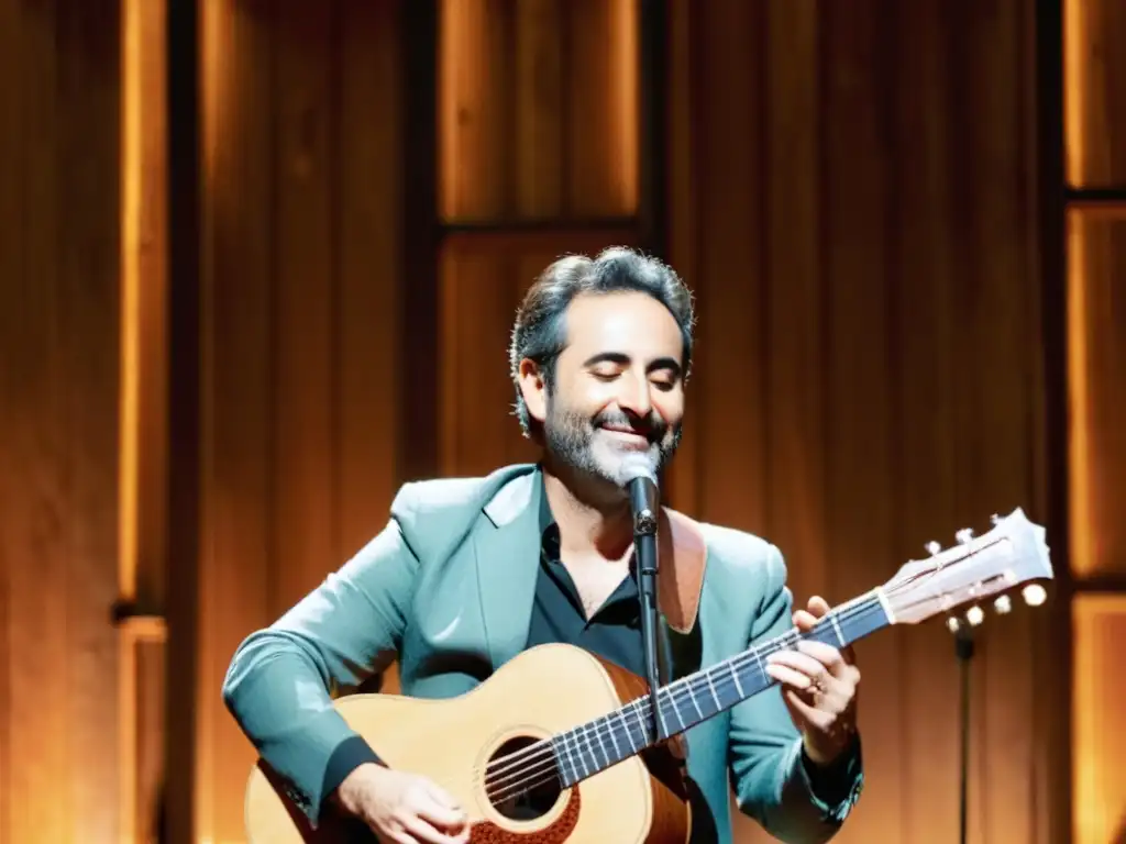 Jorge Drexler, uno de los compositores de música uruguaya más influyentes, perdido en un emotivo acto de guitarra, en un escenario íntimo y rústico