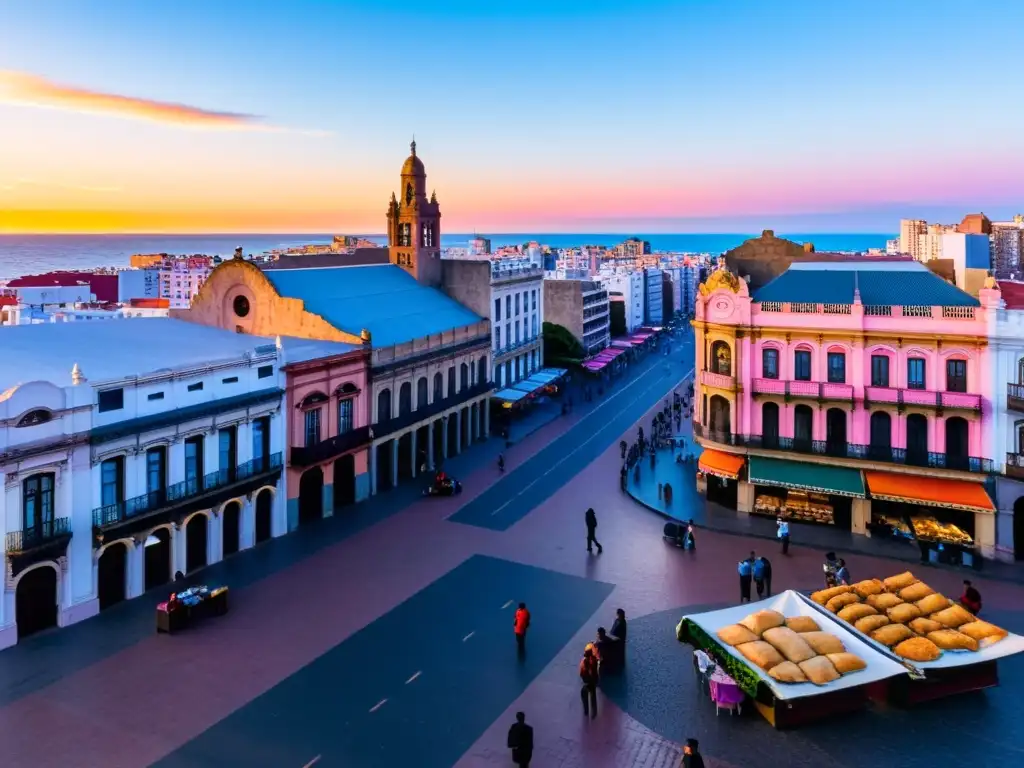 Consejos fotografía Montevideo Uruguay: Captura vibrantes atardeceres, música callejera y la majestuosidad del Palacio Salvo en una calle bulliciosa