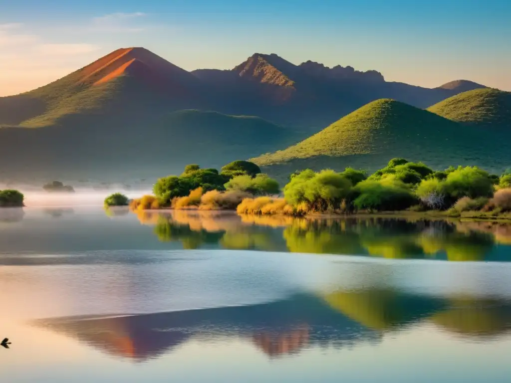 Conservacionistas cuidan con amor la biodiversidad en las Lagunas de Rocha, bajo un amanecer dorado y sereno