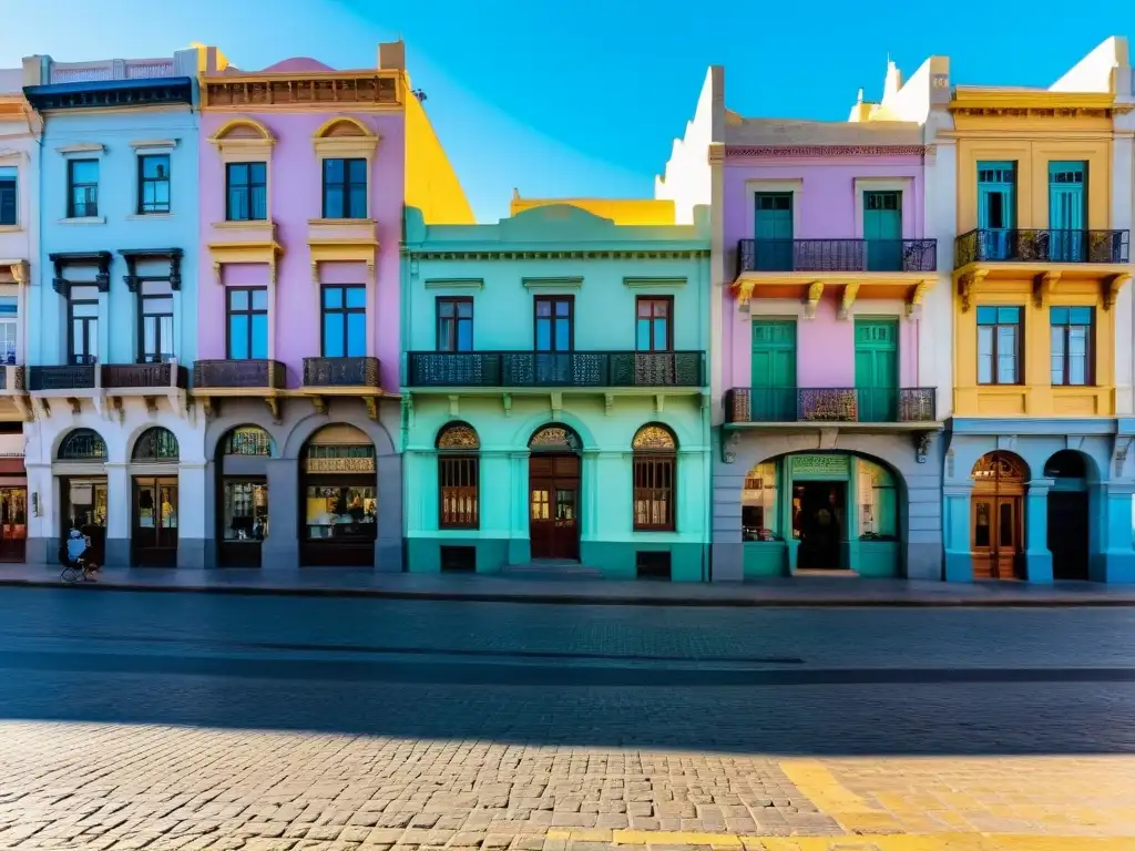 Cultura y belleza en Uruguay: panorámica de la Ciudad Vieja de Montevideo, con calles empedradas, arte local y tango en vivo