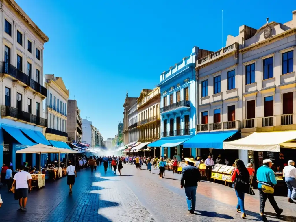 Disfrutar cultura uruguaya bajo costo en una calle bulliciosa de Montevideo: libros, mate, candombe y murales históricos