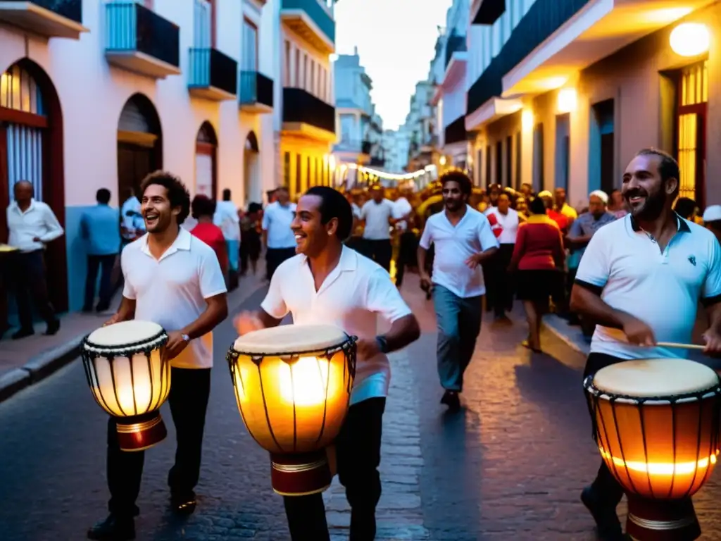 Candombe: Música y Danza AfroUruguaya llena las calles de Montevideo al anochecer, con tambores y danzas que encienden la vida nocturna