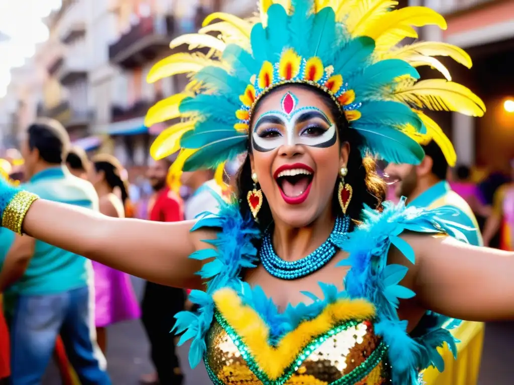 Deslumbrantes Murgas en plena actuación en el Carnaval en Uruguay, fotografías llenas de color, alegría y tradición