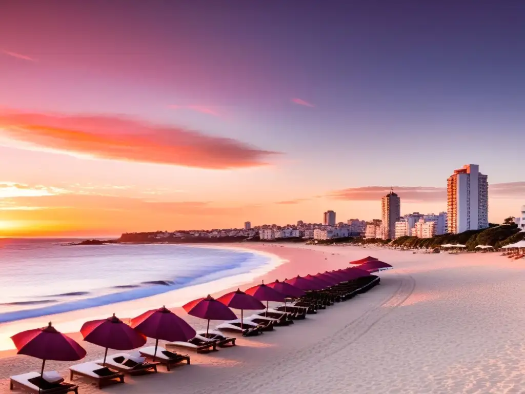 Destino de playa glamuroso Uruguay: Punta del Este bajo un cielo en llamas, playas de arena prístina, yates de lujo y 'La Mano' en la arena