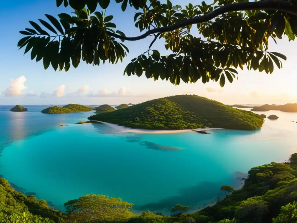 Destino turístico Isla Timoteo Domínguez en Uruguay, bañada por el sol dorado del atardecer, explorada por turistas aventureros