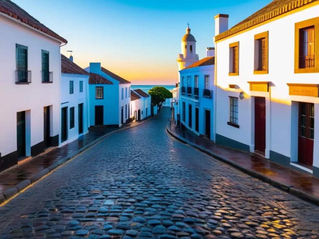 Diario de viaje Colonia del Sacramento: Amanecer sereno ilumina calles de adoquines, casas coloniales y el faro icónico