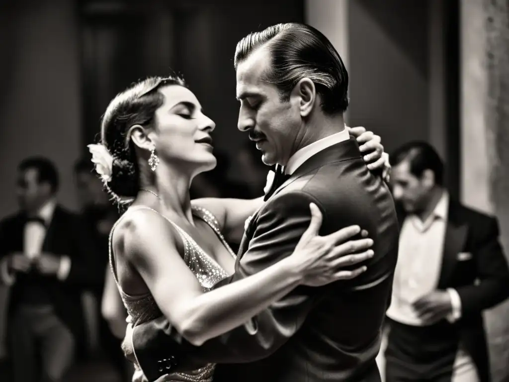 Pasión y elegancia se entrelazan en un baile de tango en Uruguay, reflejando su historia y evolución en una imagen atemporal en blanco y negro