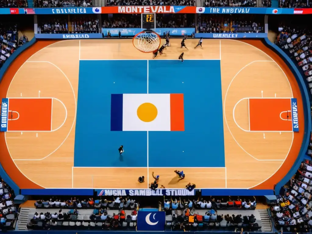 Emocionantes eventos de baloncesto en Uruguay, con un estadio en Montevideo lleno de fervor y colores patrios