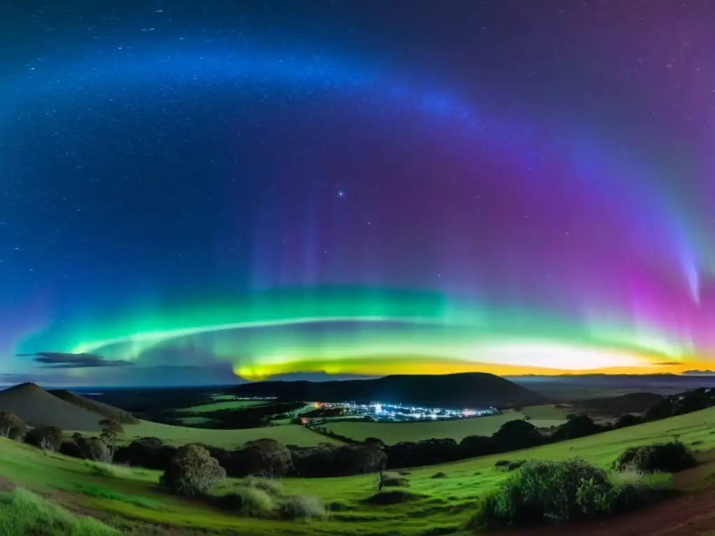 Equipo de fotografía listo para capturar la majestuosidad de las auroras en Uruguay, bajo el cielo estrellado y vibrante