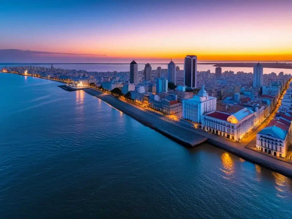 Espectacular atardecer en Montevideo, el mejor hospedaje turismo Uruguay, en 8K