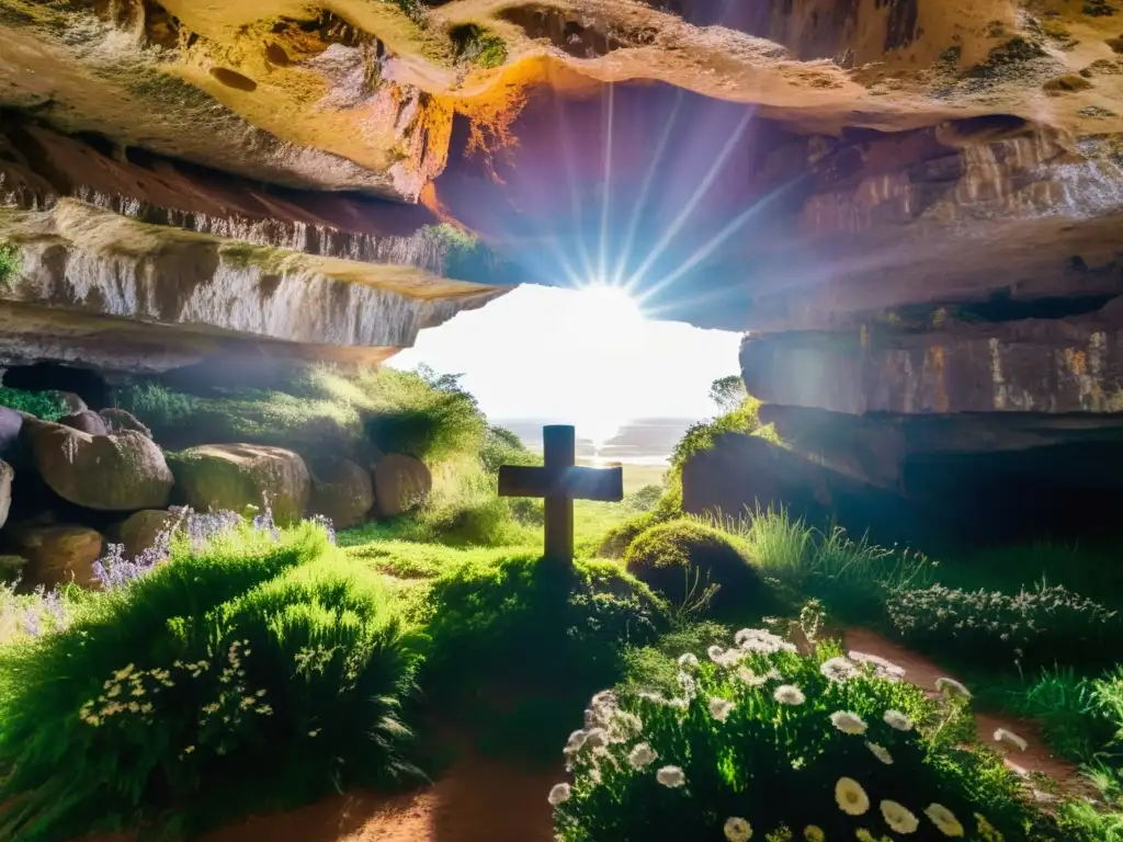 Espectacular vista dorada de la Gruta del Padre Pío en Uruguay, santuario de paz y espiritualidad, envuelto en la serenidad de la naturaleza