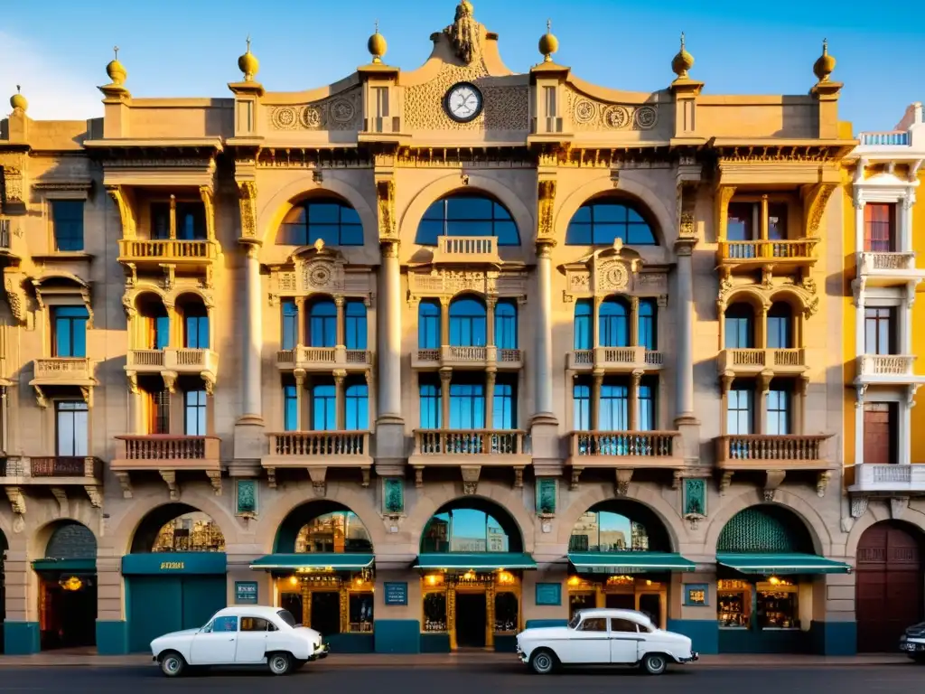 Espléndido edificio colonial en Montevideo, Uruguay, bajo la luz dorada del atardecer