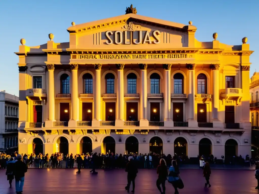 'Solís Theatre en Montevideo, Uruguay, acogiendo un evento inclusivo bajo un sol poniente