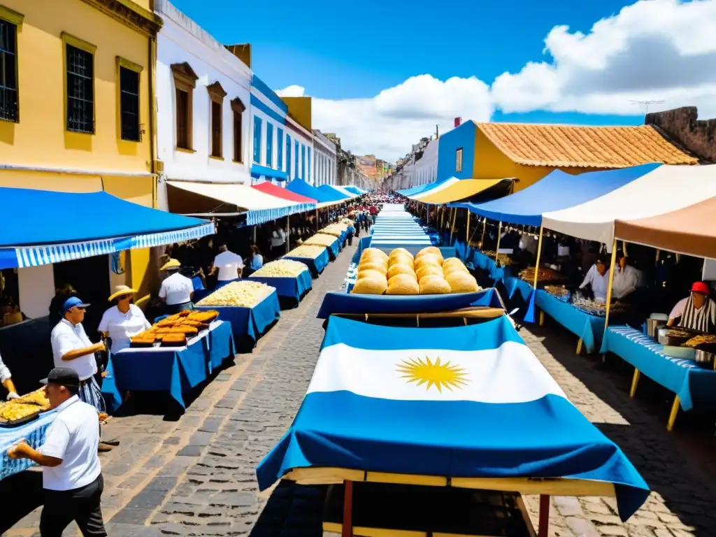 Eventos gastronómicos cocina uruguaya brillan en festival de street food, con asado y vinos bajo un atardecer dorado