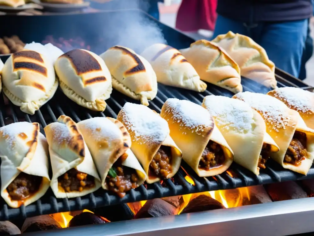 Eventos gastronómicos en Uruguay cobran vida en un mercado de Montevideo, con vendedores preparando platos invernales bajo la suave nevada