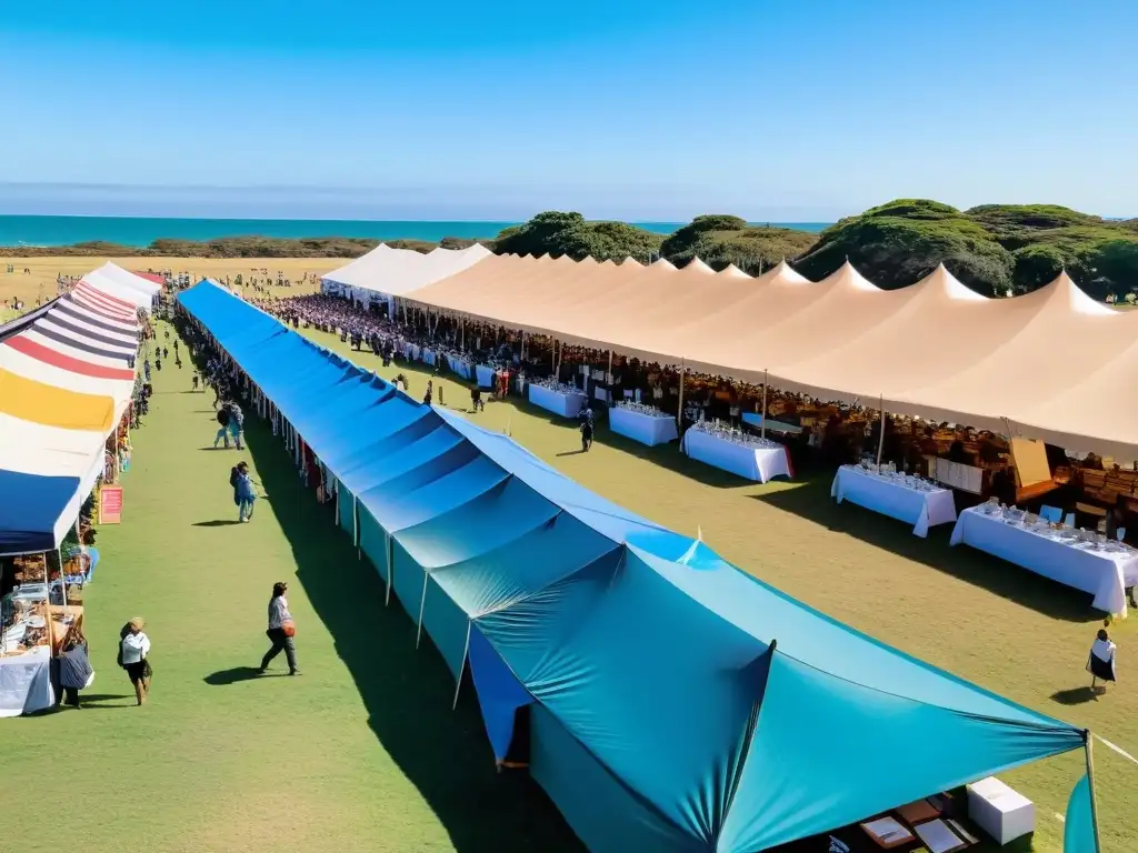 Eventos literarios Uruguay 2022: bajo un cielo azul intenso, el sol baña de oro una feria literaria llena de color y vida