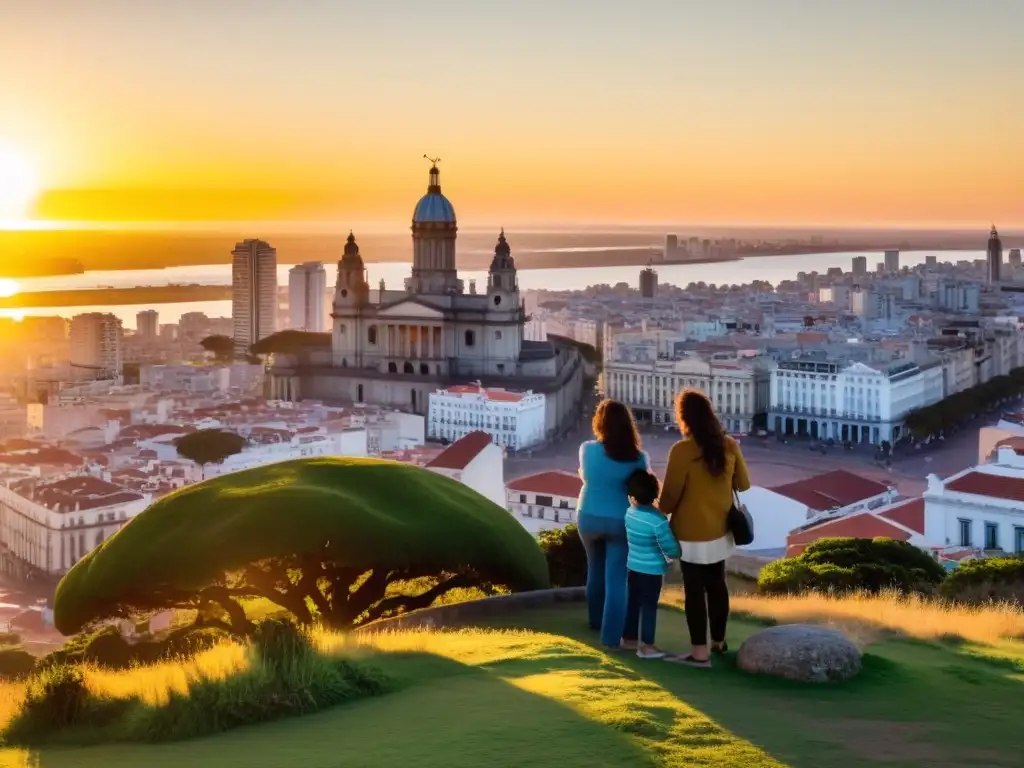 Experiencia familiar inolvidable en Uruguay, descubriendo Montevideo desde un cerro dorado por el atardecer