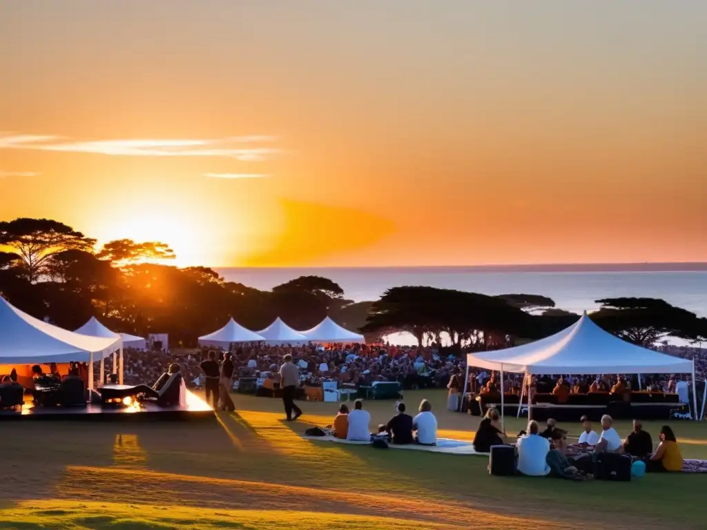 Experiencia inolvidable en el Festival de Jazz de Punta Este, con música apasionada, risas y bailes en un atardecer dorado