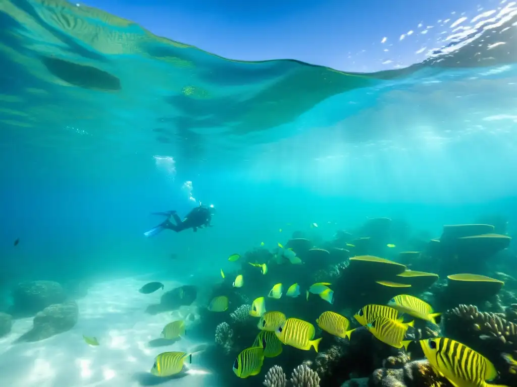 Fauna marina uruguaya para snorkel: tortuga y vibrantes peces en arrecifes de coral, delfines juguetones y estrellas de mar en el lecho oceánico