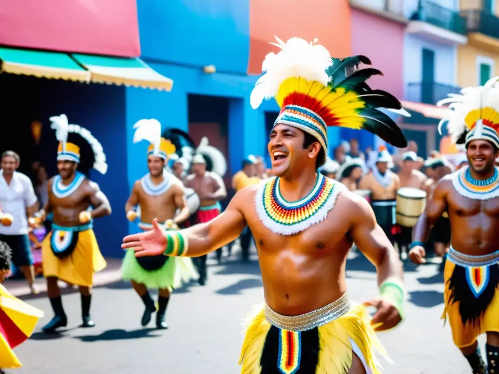 Fiestas y festivales tradicionales en Uruguay cobran vida en una escena llena de danzas, risas y sabores, bajo el mágico atardecer de Montevideo