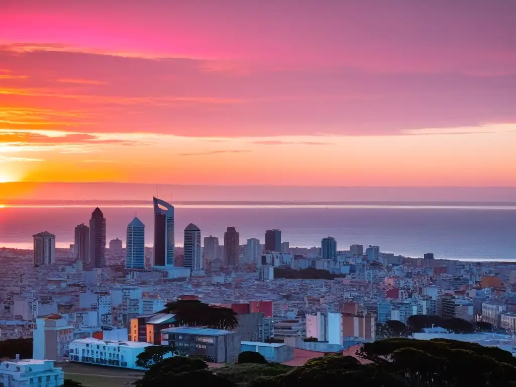 Fotógrafo capturando un atardecer mágico en Montevideo, esencia de la fotografía de momentos inolvidables en Uruguay