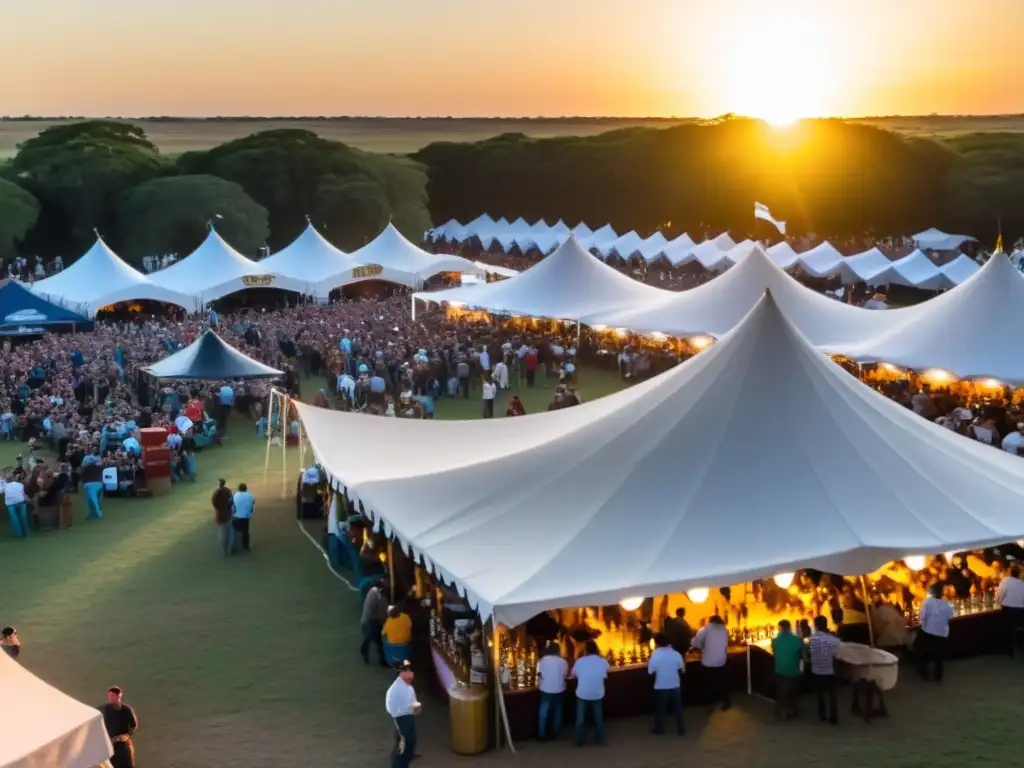 Gente disfrutando cervezas artesanales en la Fiesta Nacional de la Cerveza, Paysandú, uno de los festivales imperdibles Uruguay