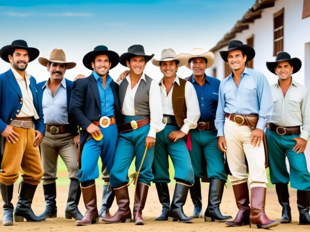 Imagen emotiva de la diversidad cultural uruguay, fotografías de Gauchos en la Fiesta de la Patria Gaucha, llenos de alegría y tradición