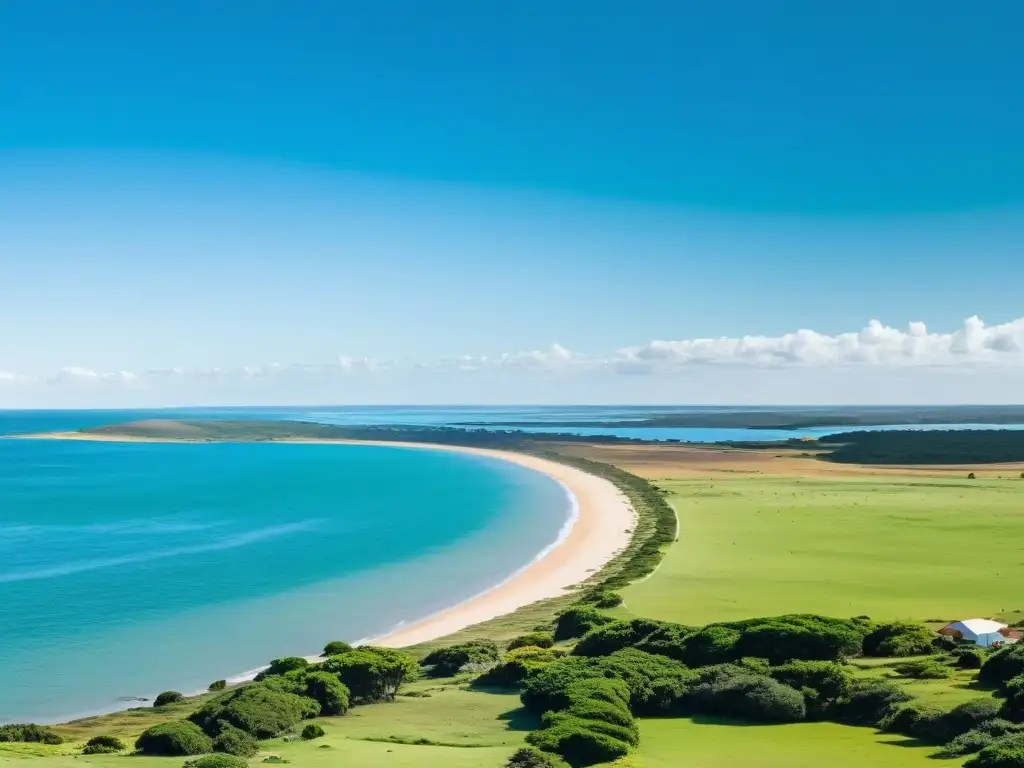 Imagen panorámica de Uruguay mostrando la mejor época para viajar y el ahorro según el clima: playas soleadas, pasturas verdes y llanuras ventosas